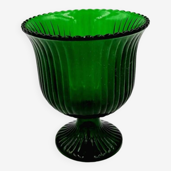 Ribbed green glass vase EO Brody & Co, Cleveland USA Vintage