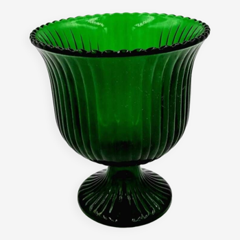 Vase verre vert strié E.O. Brody & Co, Cleveland USA Vintage
