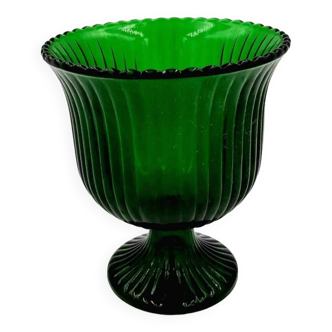 Vase verre vert strié E.O. Brody & Co, Cleveland USA Vintage