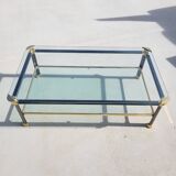 Vintage glass and brass coffee table from the 70s and 80s, Italian design
