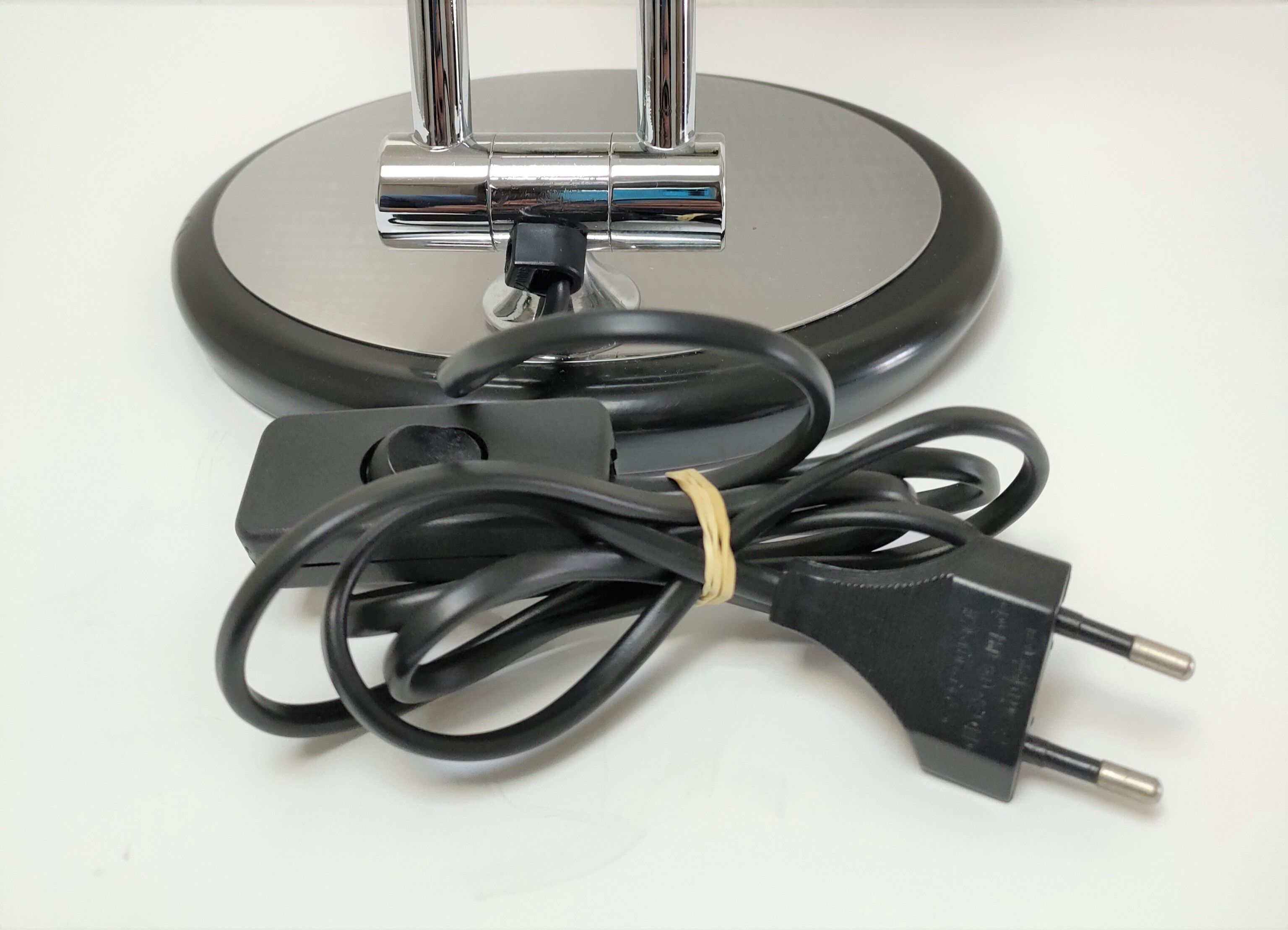 Aluminor lamp chrome metal and matt black design 80s