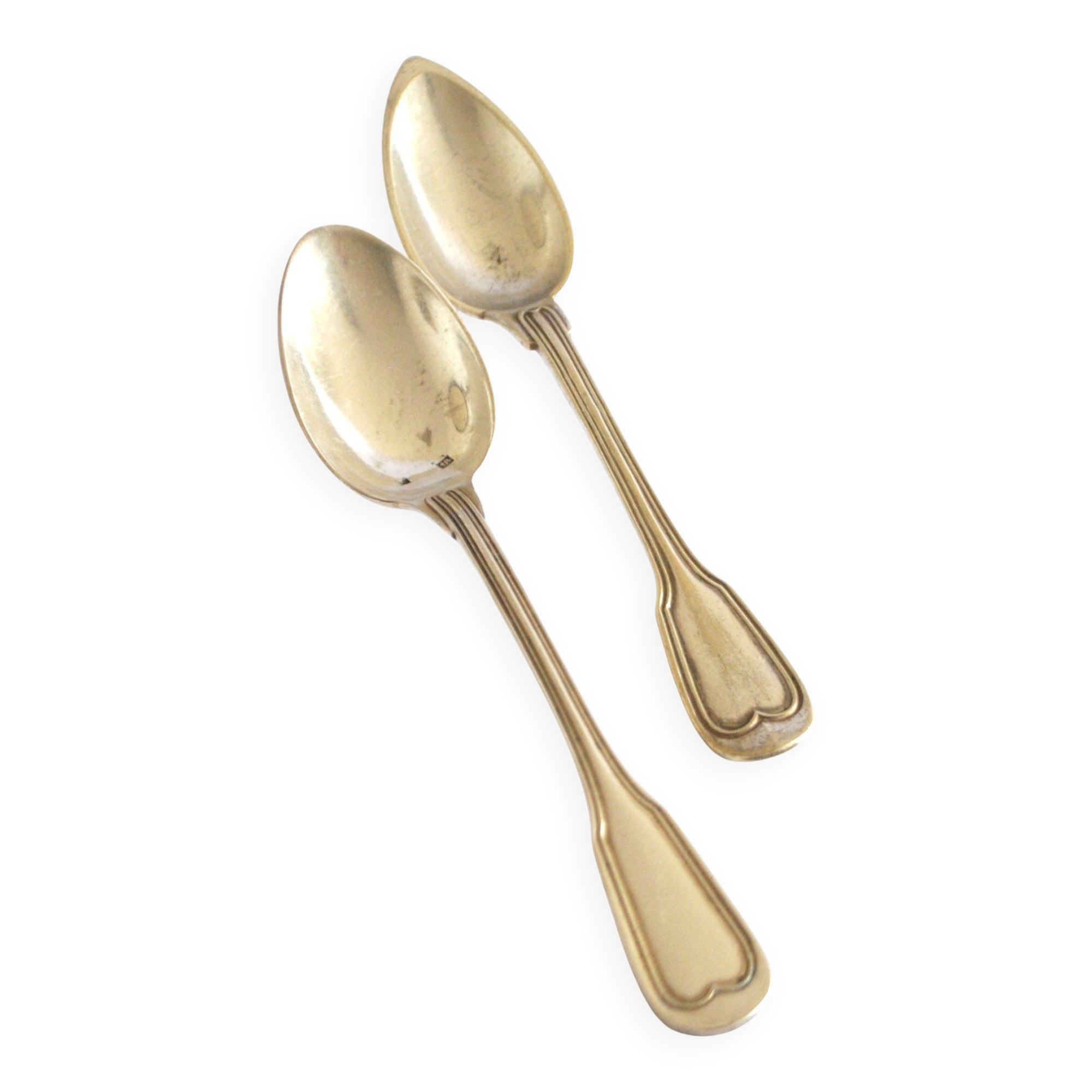 Set of 2 silver-plated dessert spoons in Chinon style, 15 cm.
