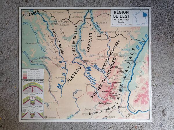 Carte scolaire vintage mdi France Régions Nord et Est