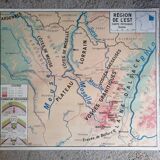 Vintage school map of France, Northern and Eastern Regions