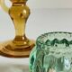 Bougeoirs vintage en verre teinté