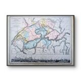 Switzerland, original map printed in 1879.