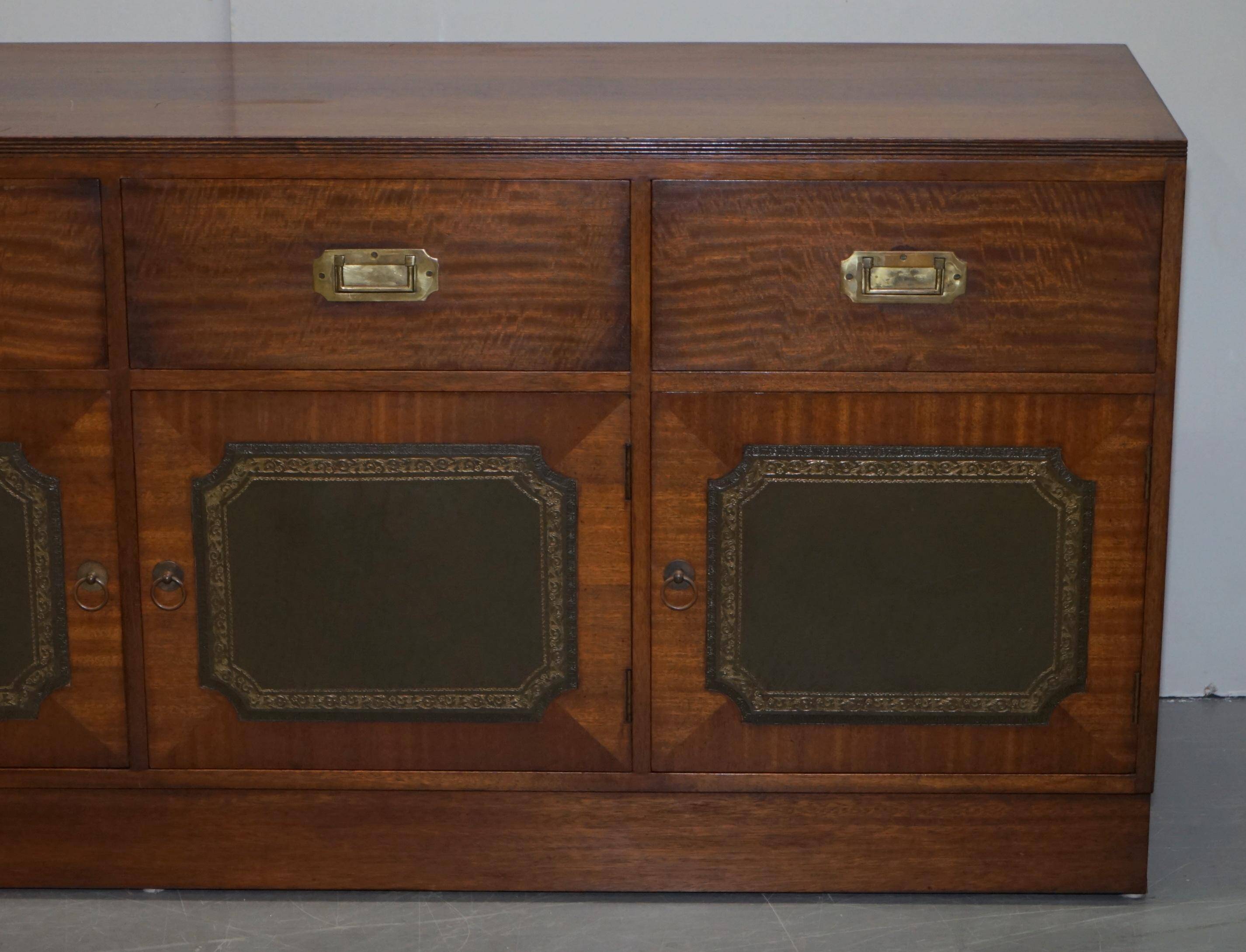 Military buffet Harrods in flame mahogany and leather