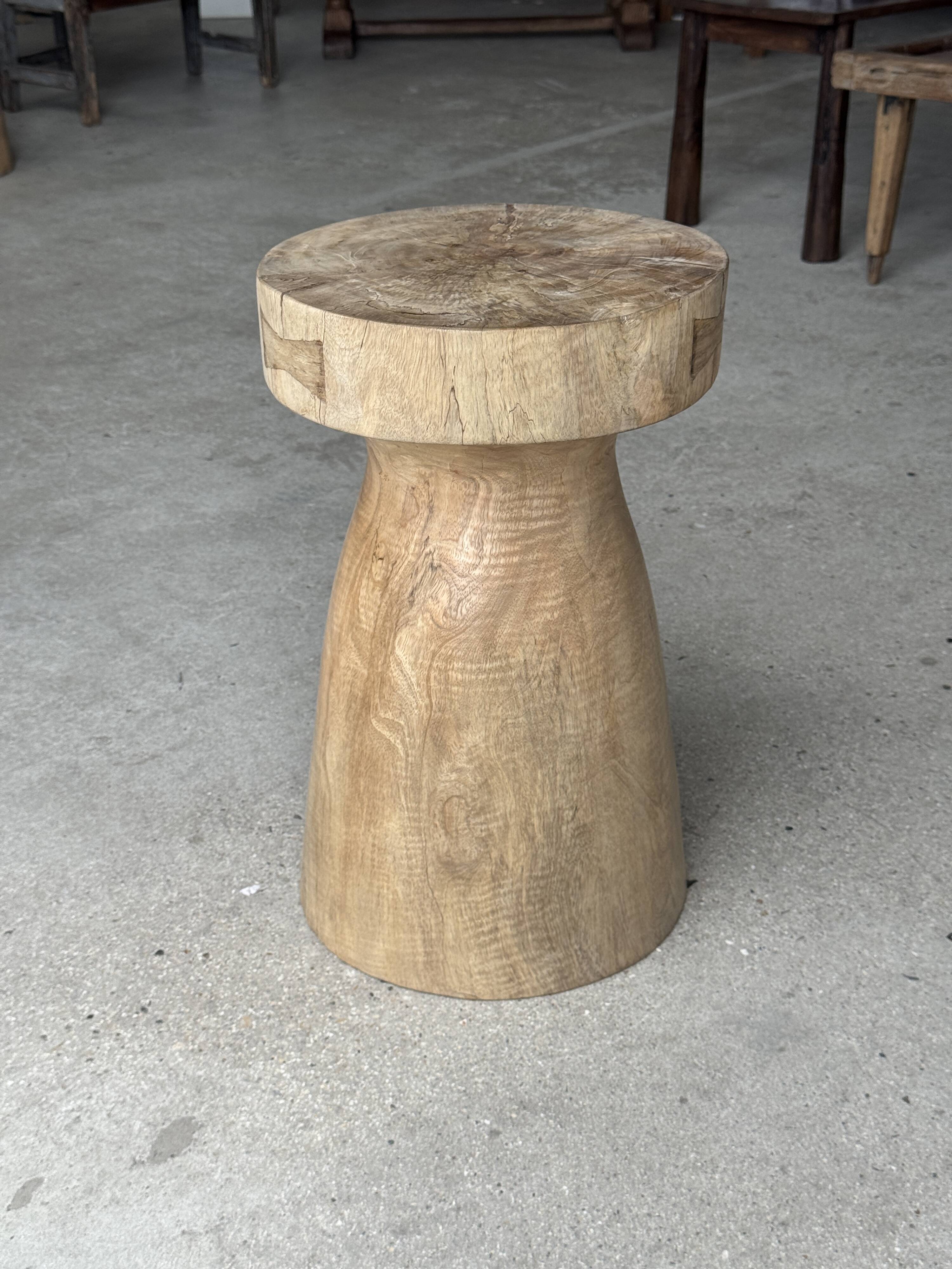 Stool, side table, end table in natural solid mango wood.
