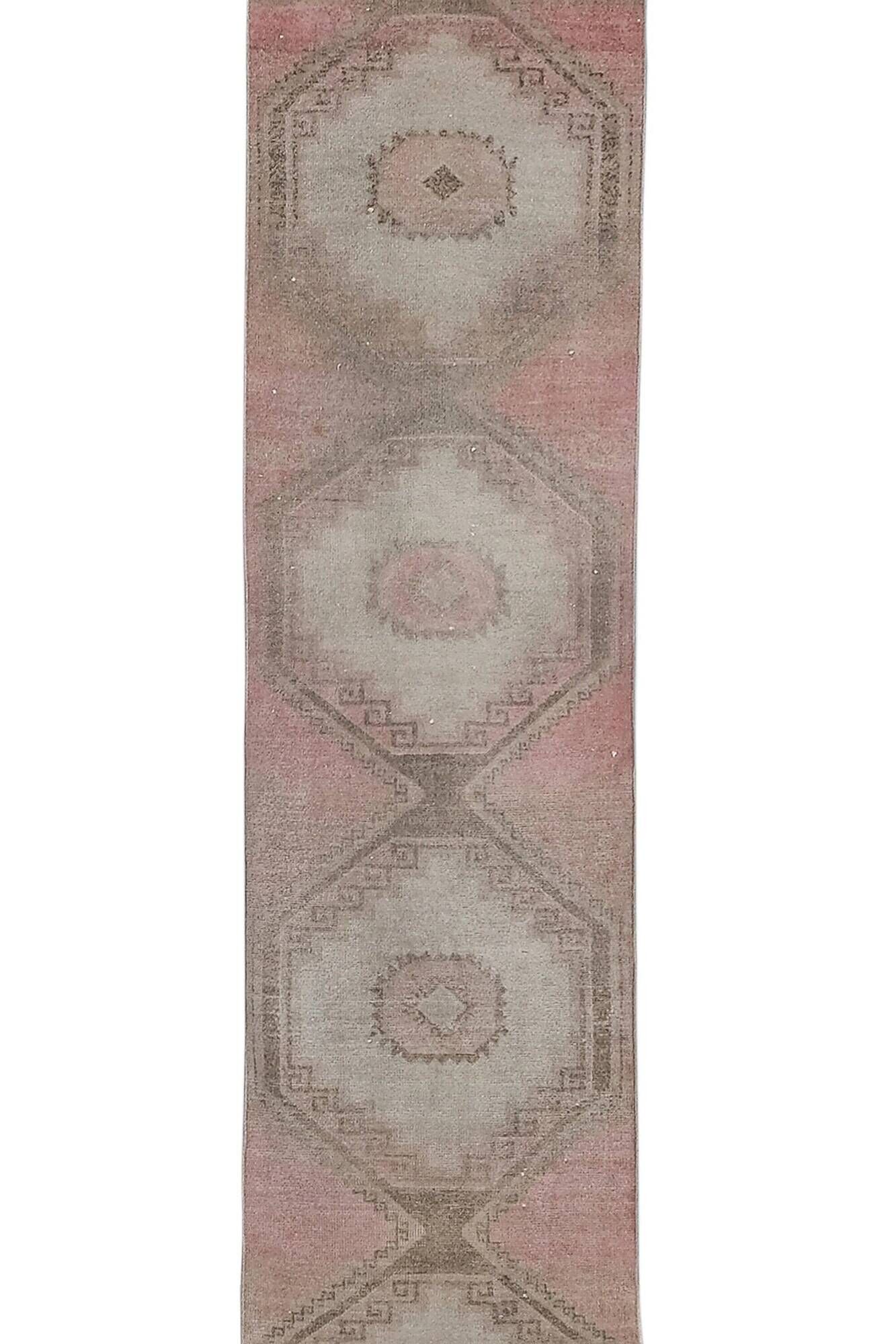 Vintage Turkish hallway rug 84x765 cm