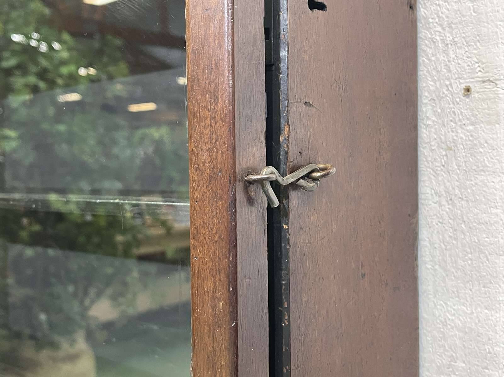 1950s English mahogany wall display cabinet