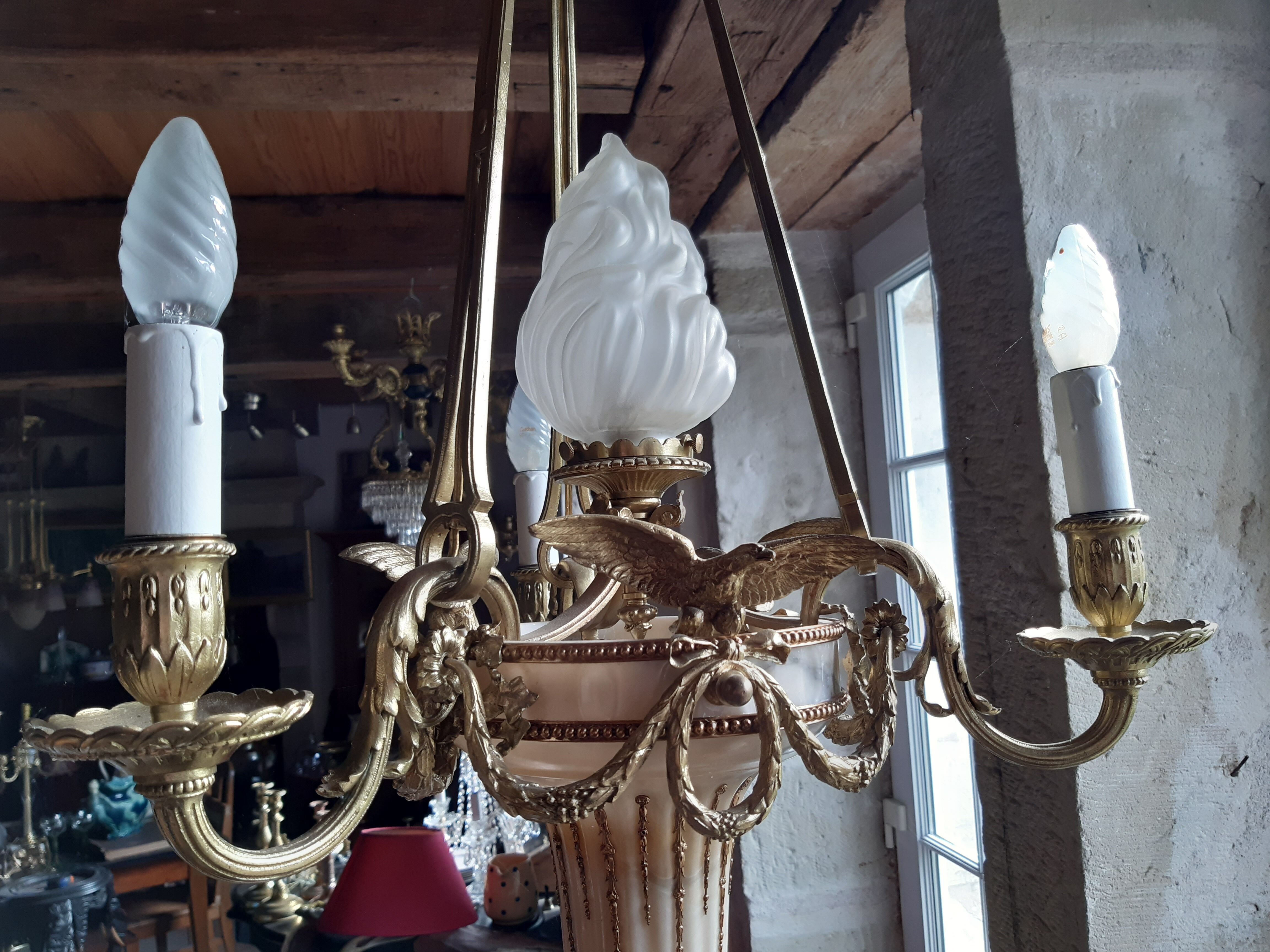 Mirror style Empire era Nap 3 bronze alabaster 4 fires