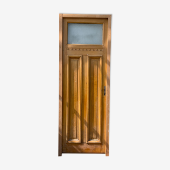 Art Deco passage door in patinated fir XX century