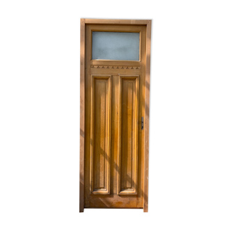Art Deco passage door in patinated fir XX century