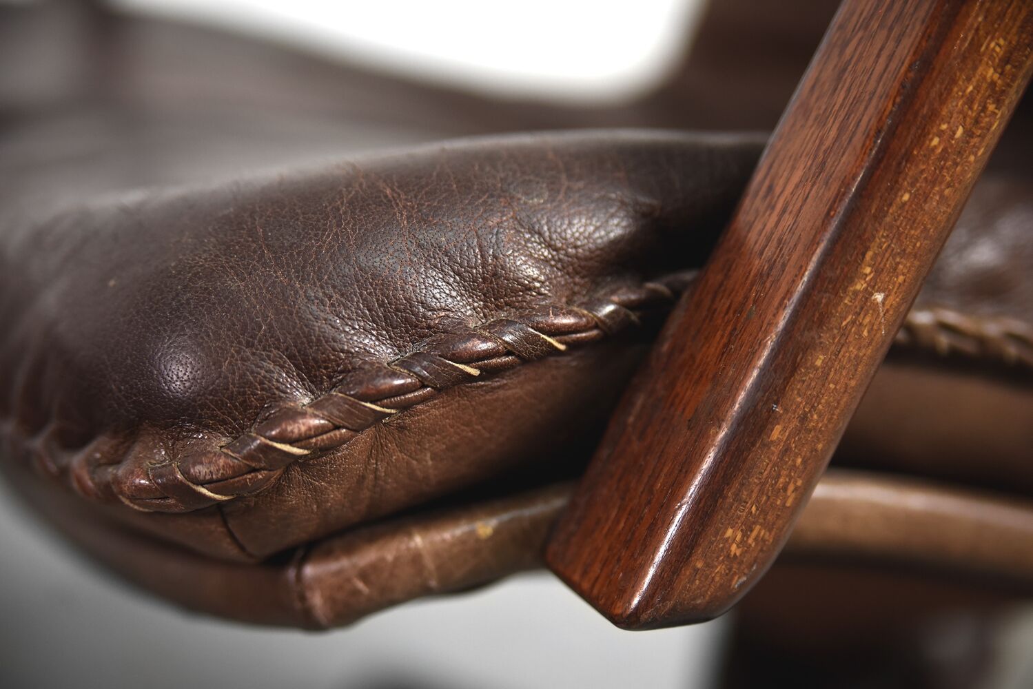 Fauteuil et pouf réglables en cuir patiné danois par Berg Furniture, années 1970