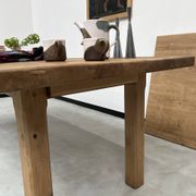 Large farm table from the 60s, in solid oak, with extensions
