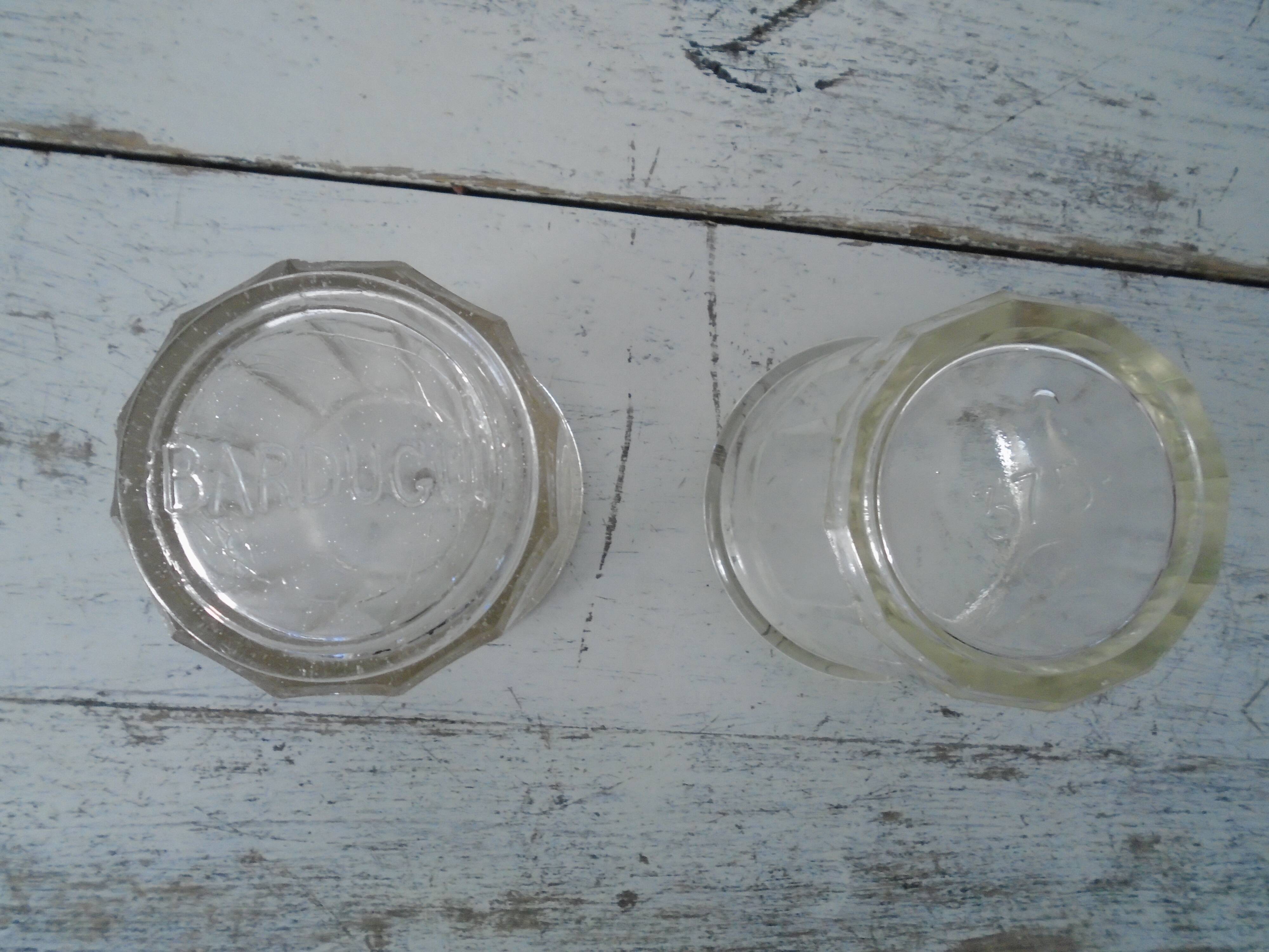 2 jam jars old glass glass epais