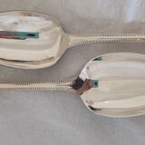 set of 12 table spoons Christofle model "pearls" in silver metal of the 60s