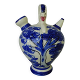 Gargoulette vintage espagnole en céramique bleue et blanche