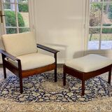 Fauteuil & Ottoman Hans Olsen – Vatne Møbler Danemark, 1960 Palissandre