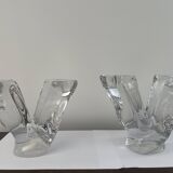 pair of crystal candlesticks signed Schneider 1970