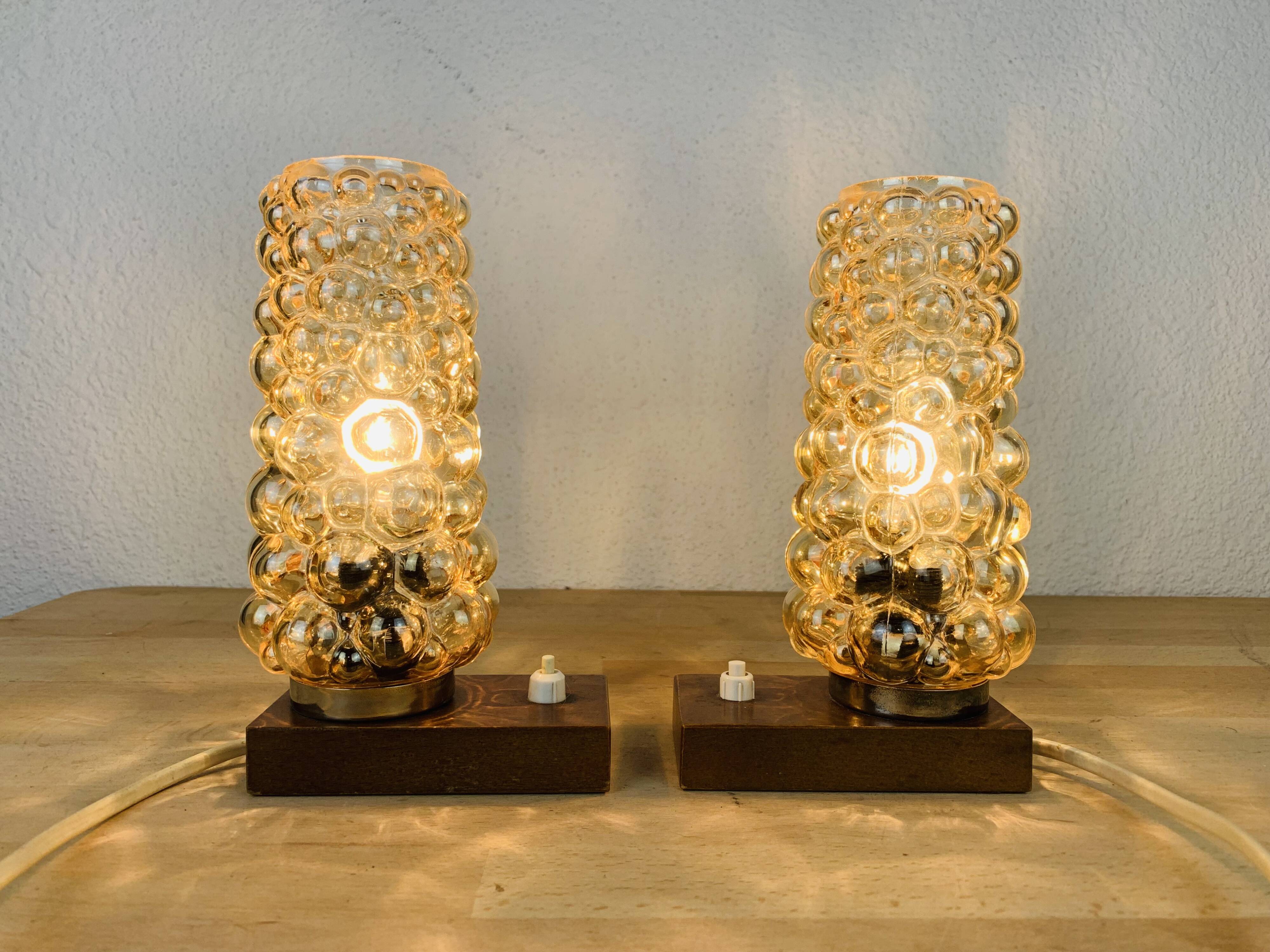 Paire de lampes chevets par Helena Tynell bubble pour Limburg