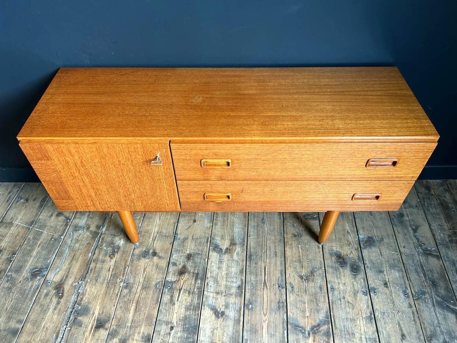 Vintage teak sideboard in Scandinavian design, antique TV stand