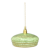 Vintage green and gold Clichy glass lampshade pendant light