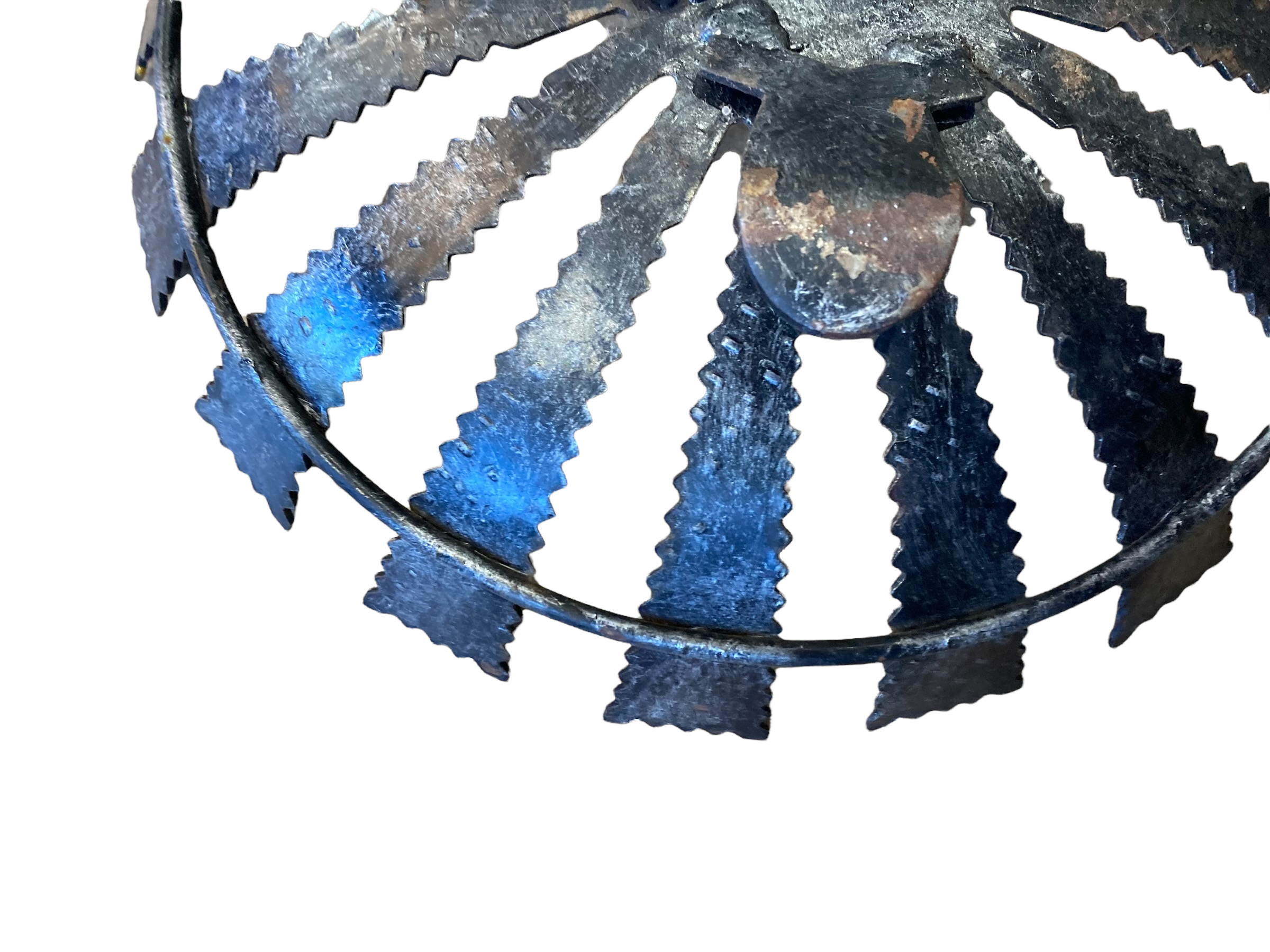 Large modernist brutalist iron basket