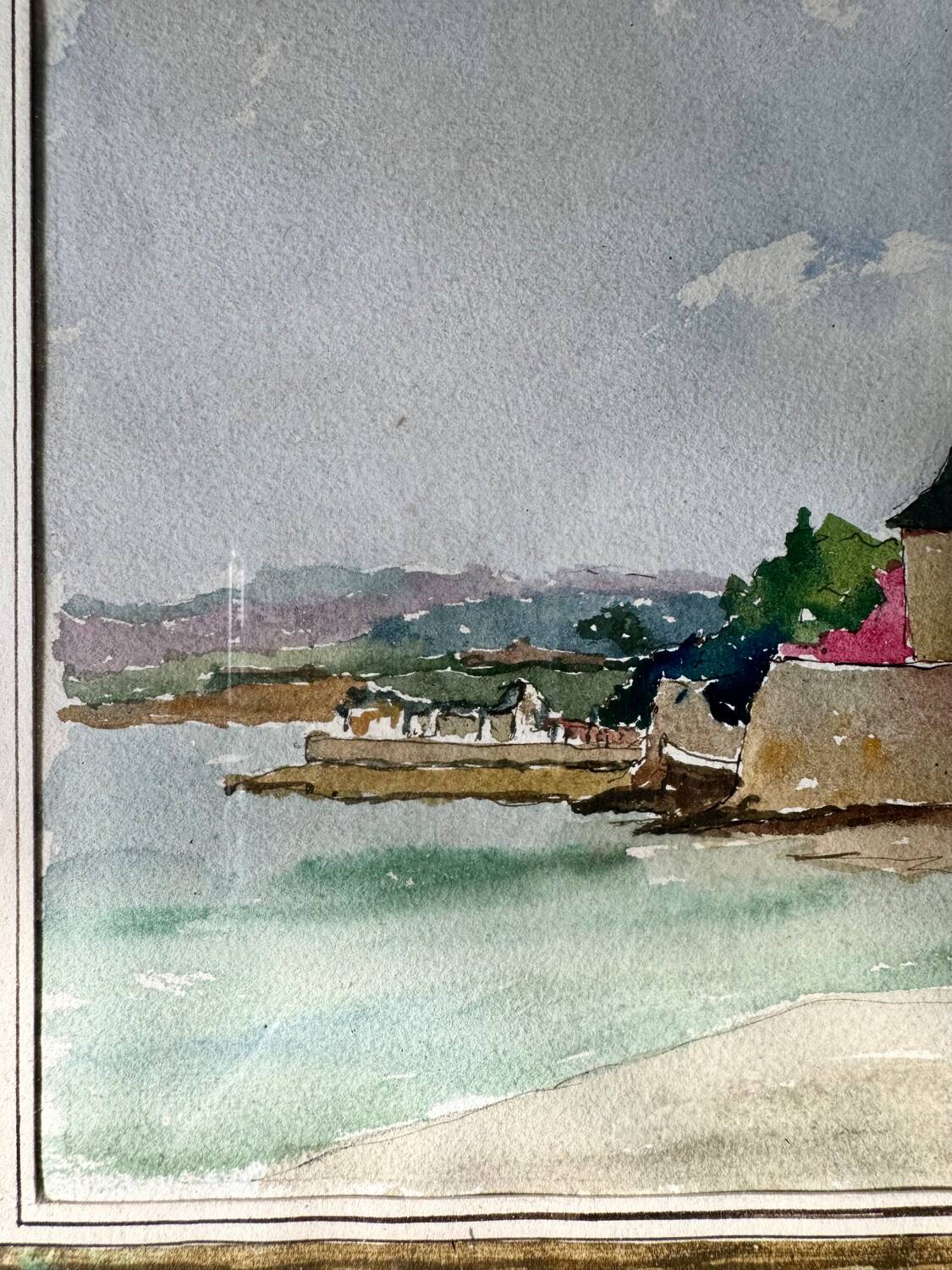 Watercolor signed Henry Leclerc, Saint-Guénolé