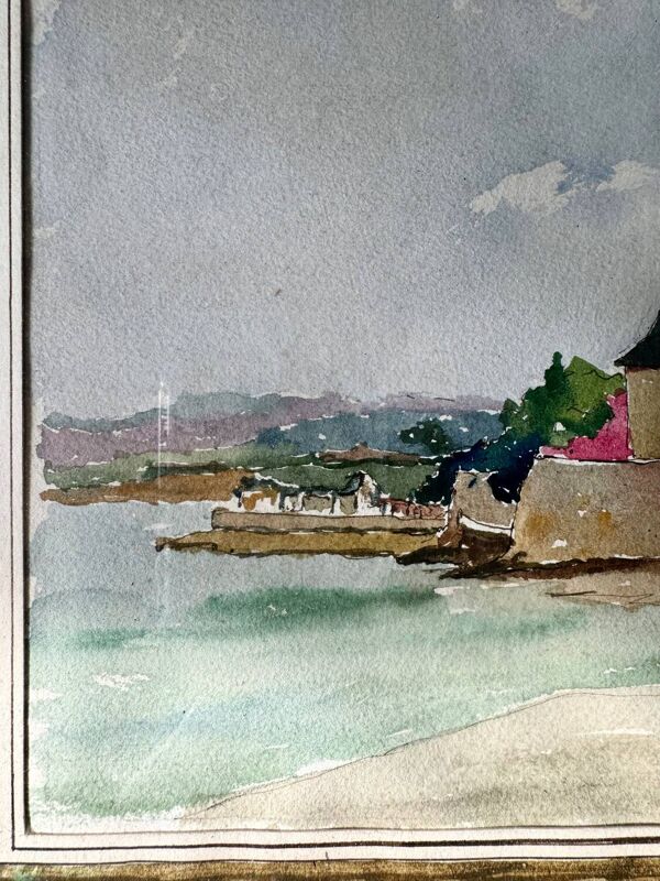 Aquarelle signée Henry Leclerc, Saint-Guénolé
