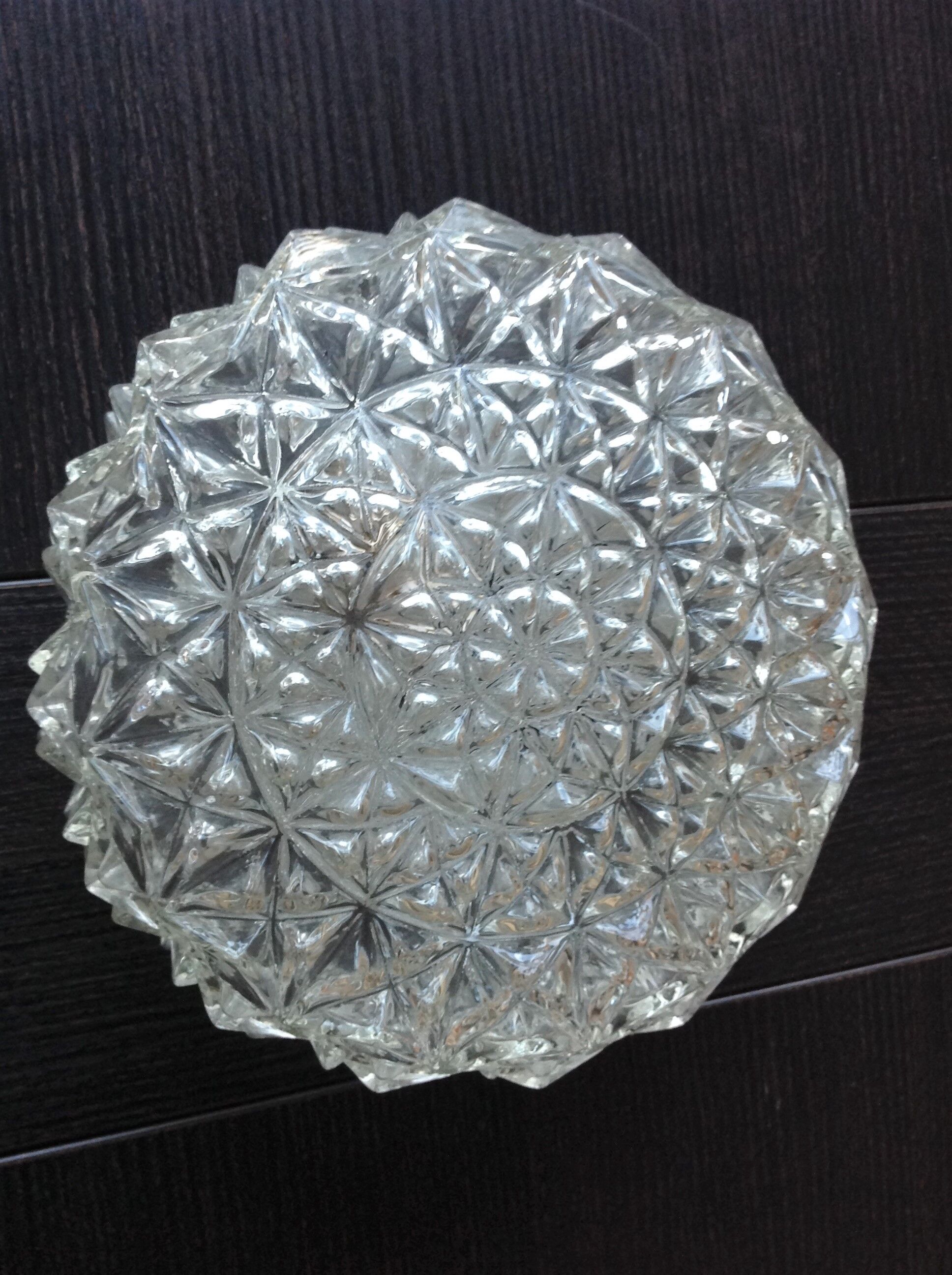 Vintage structured glass round ceiling lamp 60s-70s