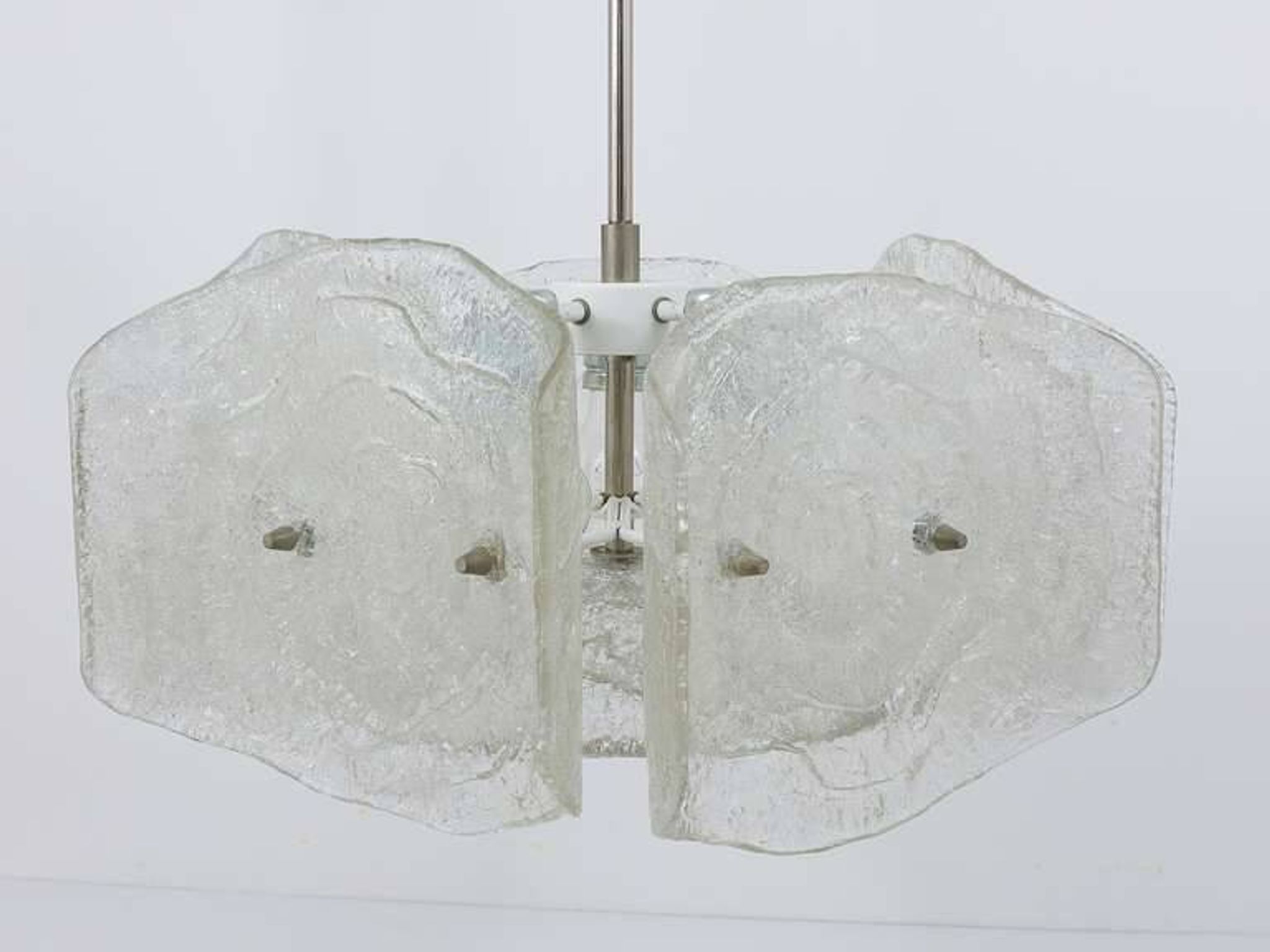 Frosted glass chandelier from the mid-century by J. T. Kalmar, Austria, 1960s.