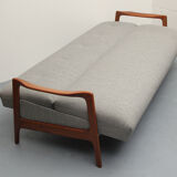 1960s sofa/daybed convertible in cherrywood