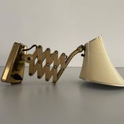 Cream metal and brass wall lamp with scissors design by Karl Lang for SIS Licht, 1950s, Germany.
