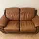 Vintage 1970s brown leather two-seater sofa