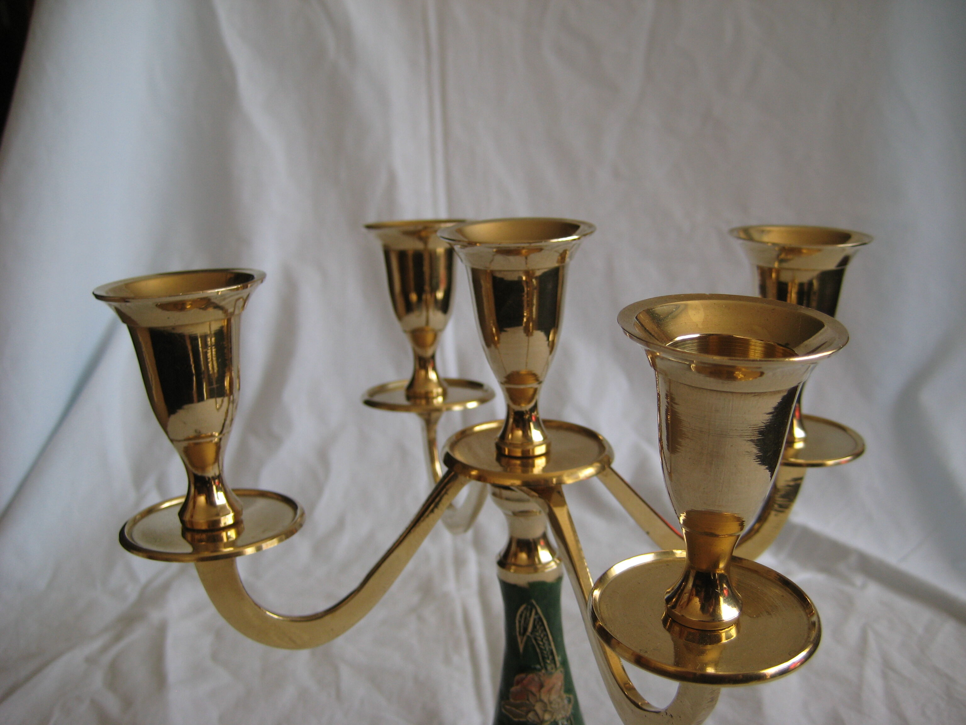 Chiseled and painted brass chandelier