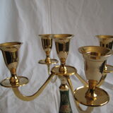 Chiseled and painted brass chandelier