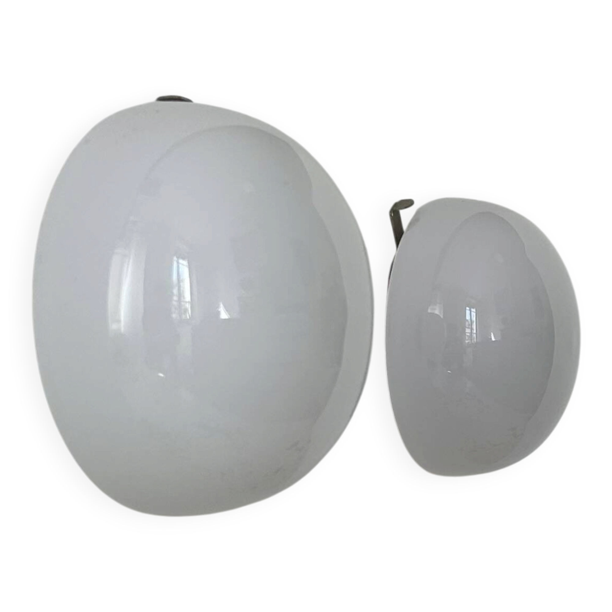 Pair of vintage wall sconces in opaline, France, 1970.
