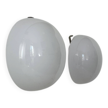 Pair of vintage wall sconces in opaline, France, 1970.
