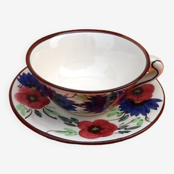 Tasse / Soucoupe à Déjeuner Faïence à décor floral