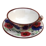 Tasse / Soucoupe à Déjeuner Faïence à décor floral
