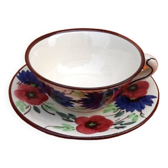 Tasse / Soucoupe à Déjeuner Faïence à décor floral