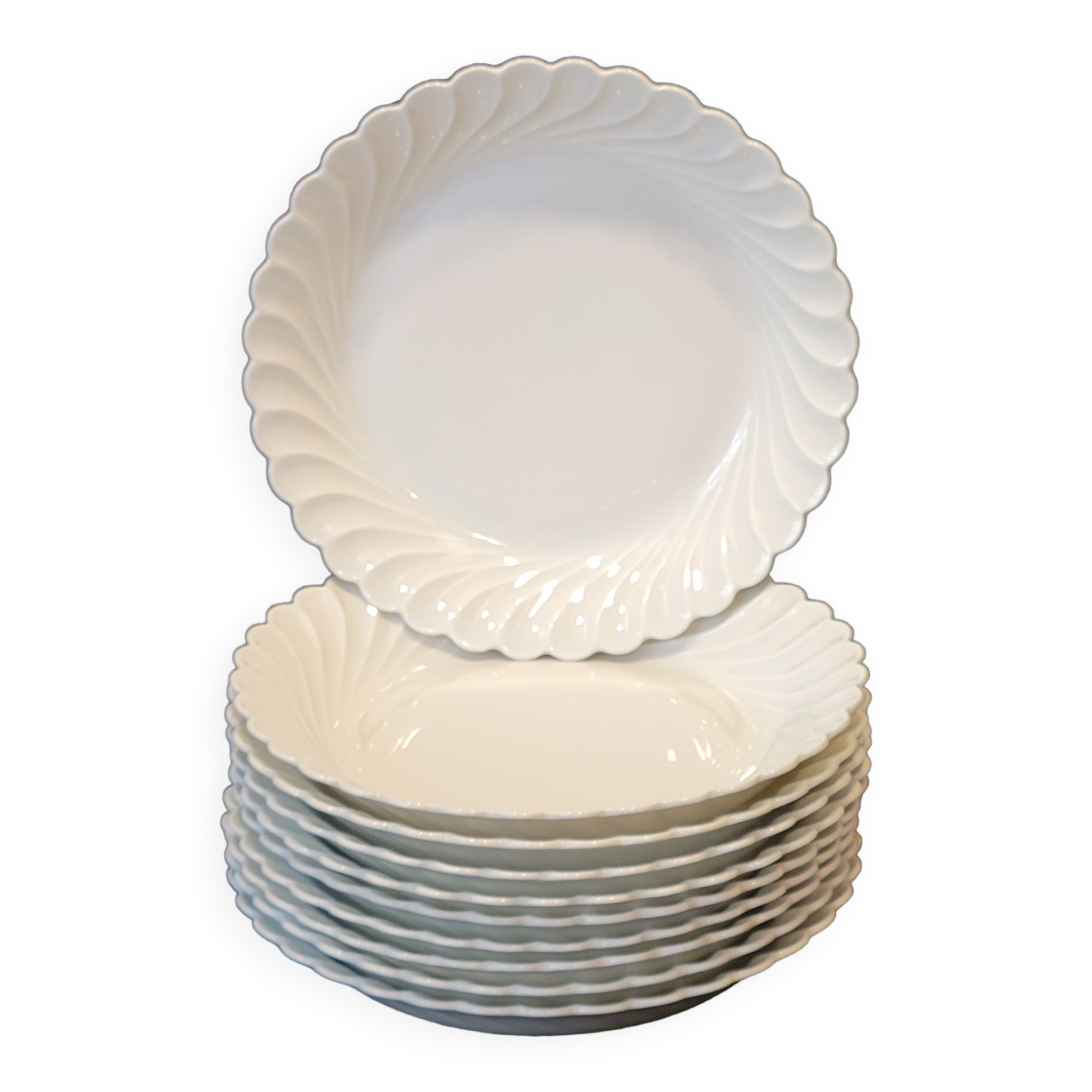 10 Assiettes Haviland Torse Diamètre 19,5 Cm