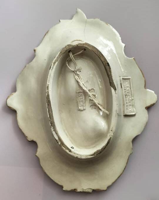 Polychrome slip wall plaque signed WS&S Rouen