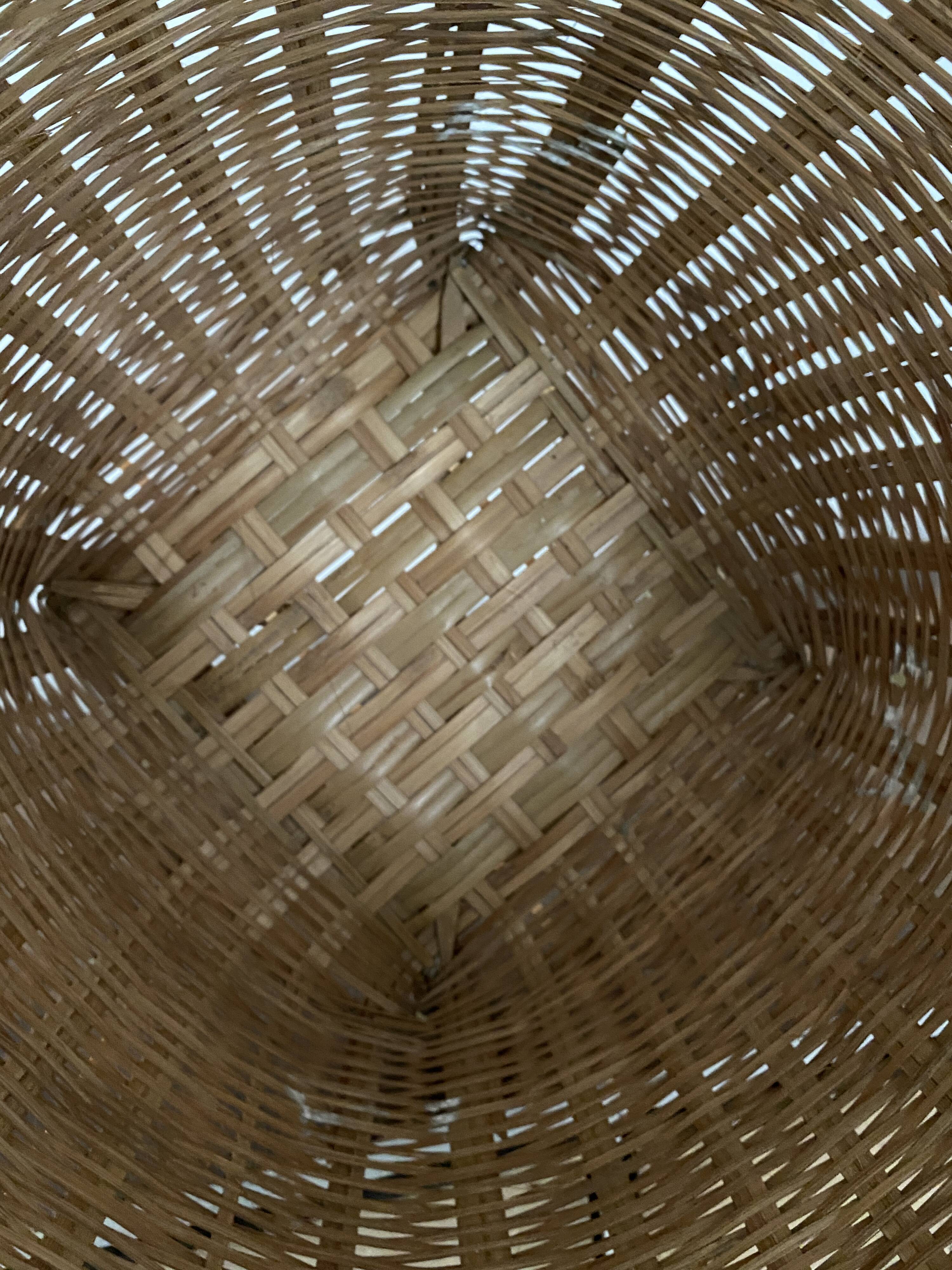 Basket, vintage bamboo laundry basket, toy basket, storage basket