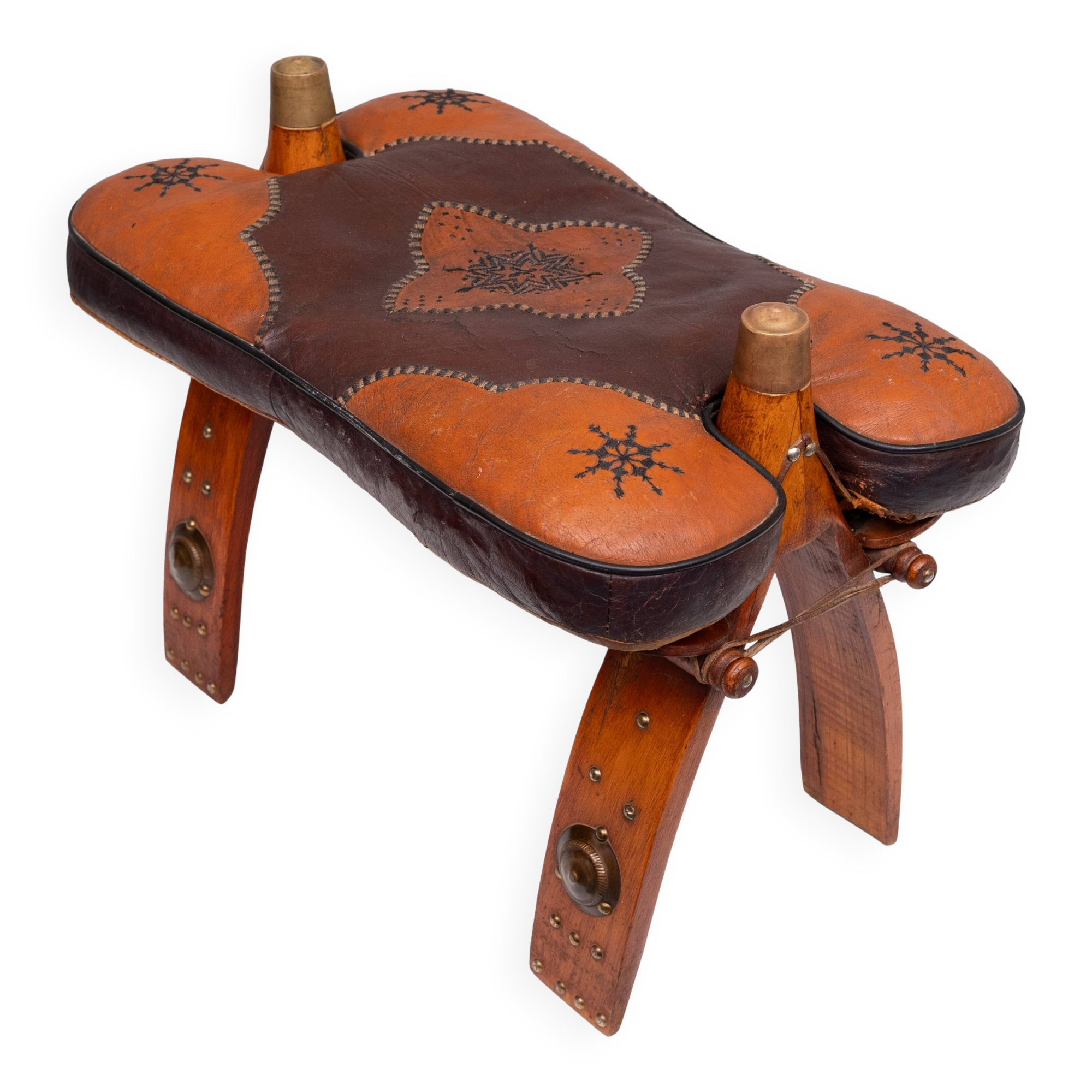 Two Tone Leather Camel seat 1960s Egypt