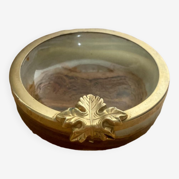 Ashtray or empty pocket in marble and brass