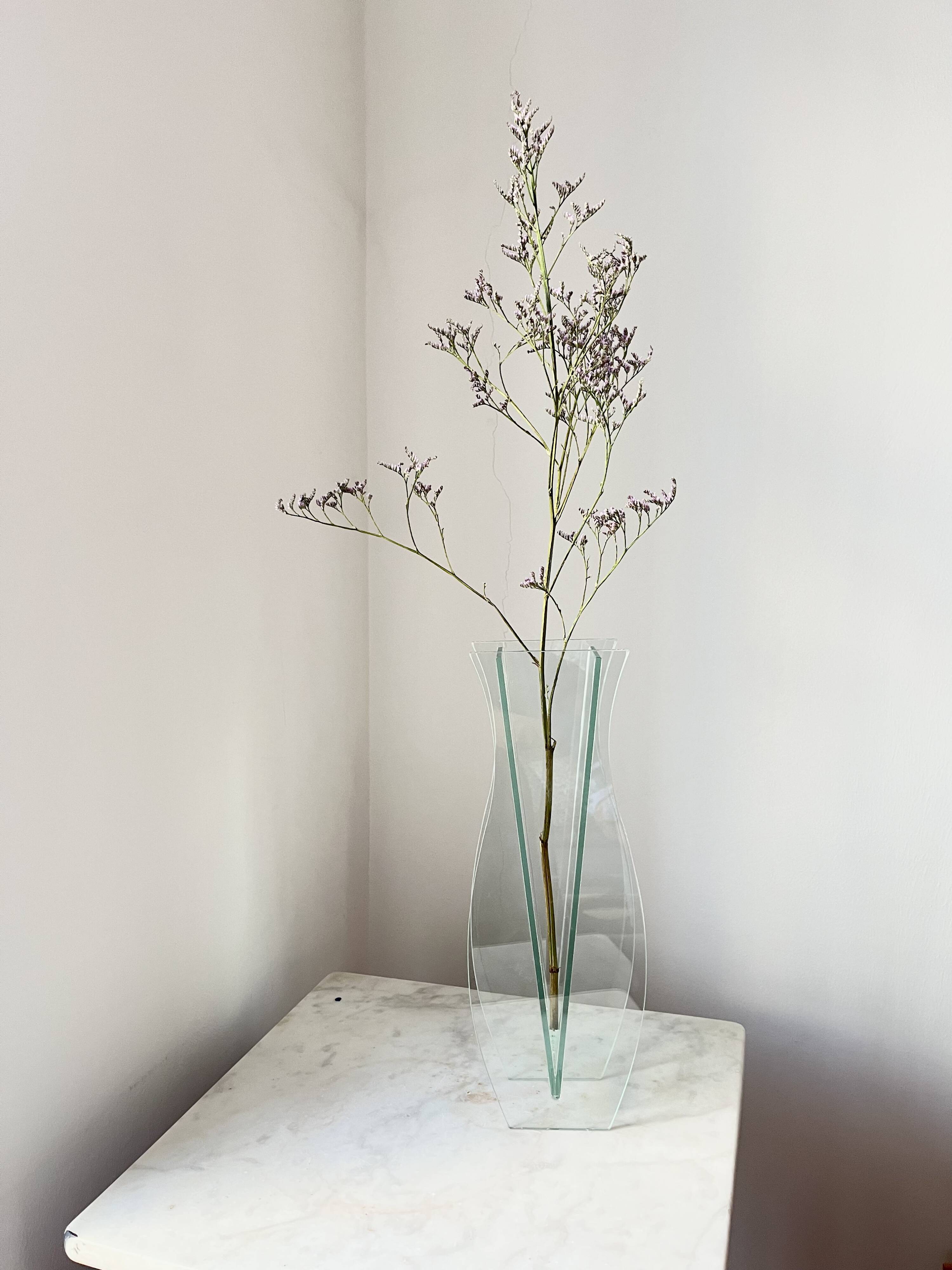 Vintage Sculptural Glass Vase – Geometric Minimalist Design, Italy 1980s