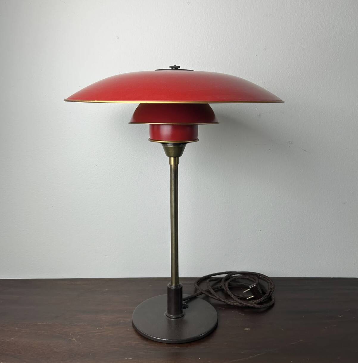 PH 1930 Table lamp with red copper shades by Poul Henningsen