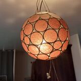 Vintage Round and Colored Glass Pendant Light